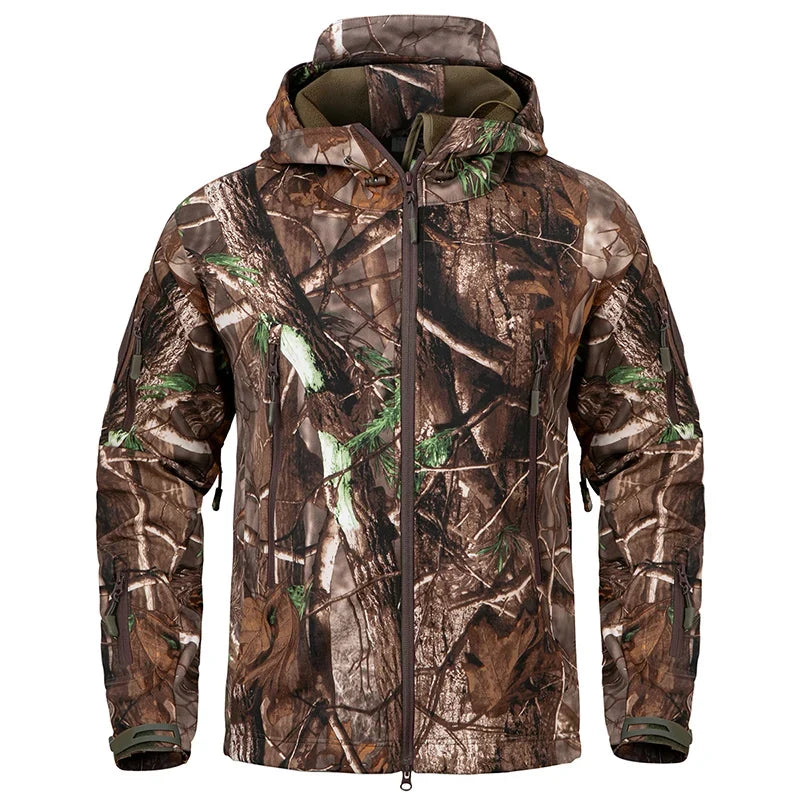Men’s Camouflage Tactical Softshell Jacket – Waterproof Fleece Hooded Coat for Hunting, Hiking & Outdoor Adventures - Fabs things